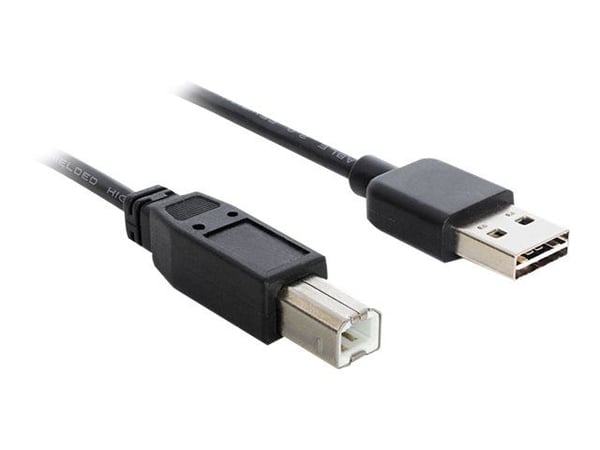 Delock Easy - USB-kabel - USB (hann) reversibel til USB-type B (hann) - USB 2.0 - 5 m - svart