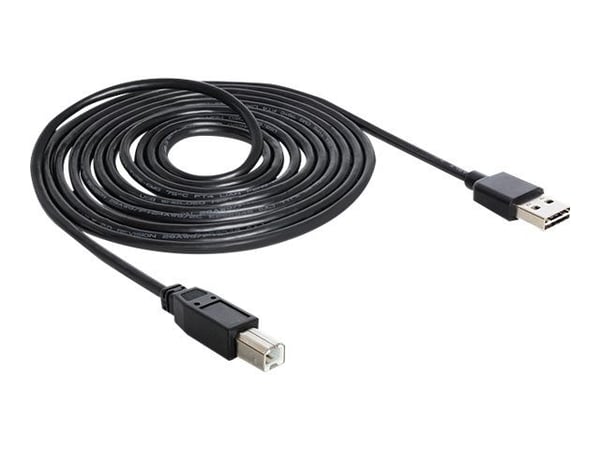 Delock Easy - USB-kabel - USB (hann) reversibel til USB-type B (hann) - USB 2.0 - 5 m - svart