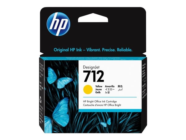 HP 712 - 29 ml - gul - original - DesignJet - blekkpatron - for DesignJet Studio, T210, T230, T250, T630, T650