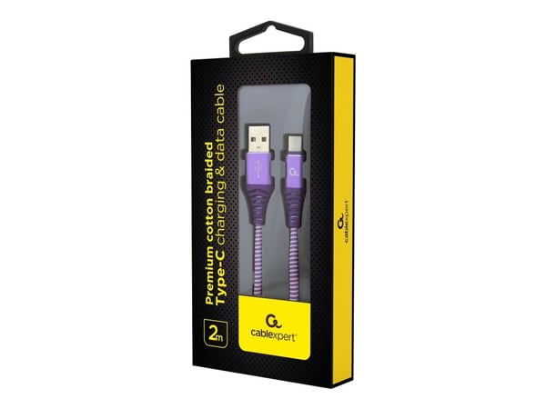 Cablexpert Premium - USB-kabel - USB-C (hann) til USB (hann) - USB 2.0 - 2.1 A - 2 m - hvit, purpur