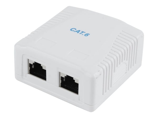 Cablexpert - Pinta-asennettava rasia verkoille - CAT 6 - FTP - RJ-45 X 2 - valkoinen Cablexpert - Pinta-asennettava rasia verkoille - CAT 6 - FTP - RJ-45 X 2 - valkoinen