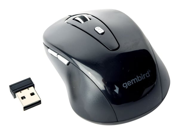 Gembird MUSW-6B-01, Oikeakätinen, Optinen, Langaton RF, 1600 DPI, Musta, Harmaa
