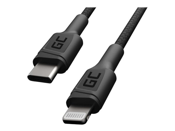 Green Cell Stream - Lightning-kabel - USB-C hann til Lightning hann - 1 m - dobbeltisolert - svart - Power Delivery-støtte