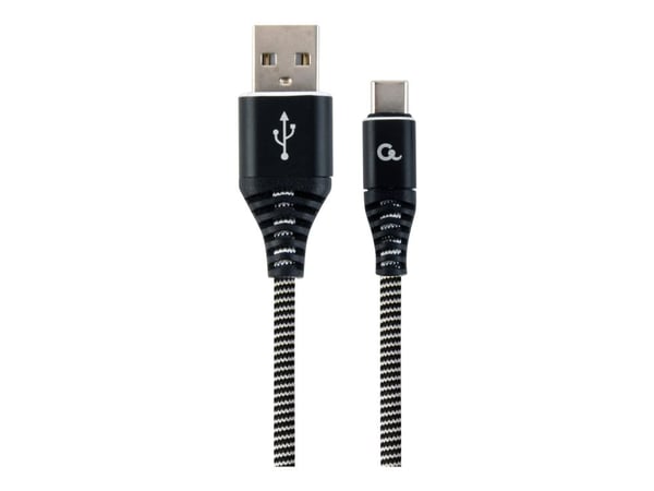 Gembird CC-USB2B-AMCM-1M-BW, 1 m, USB A, USB C, Uros, Uros, Musta, Valkoinen