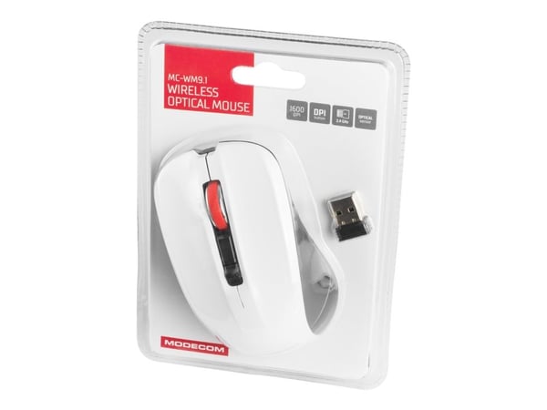 ModeCom MC-WM9.1 - Mus - ergonomisk - optisk - 4 knappar - trådlös - 2.4 GHz - trådlös USB-mottagare - svart och vit