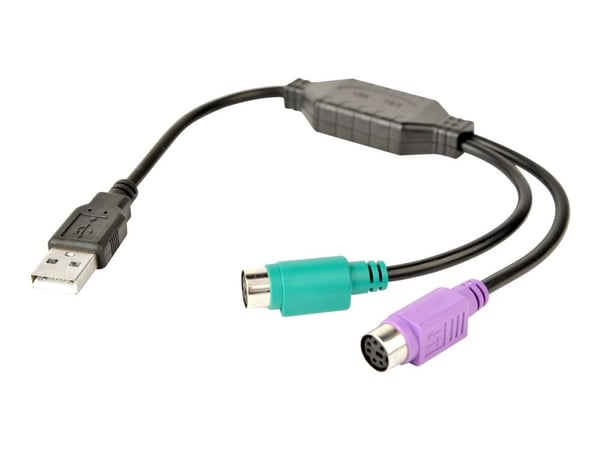 Gembird UAPS12-BK, 0,3 m, 2x 6-p Mini-DIN, USB A, Uros, Naaras, Musta, Vihreä, Purppura