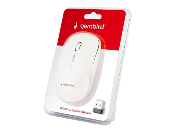 Gembird MUSW-4B-01-W, Molempikätinen, Optinen, Langaton RF, 1600 DPI, Valkoinen