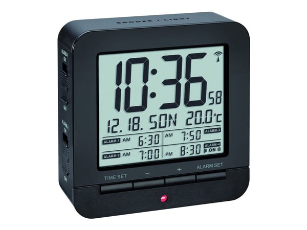 TFA - Alarmklokke - rektangulær - elektronisk - skrivebord - svart