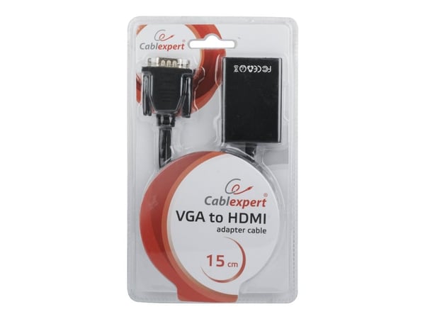 Cablexpert A-VGA-HDMI-01 - Video/lyd-adaptersett - svart - 1080p-støtte, aktivt brikkesett