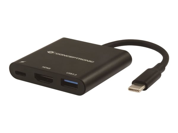 Conceptronic - Videokort - 24 pin USB-C hane till HDMI, USB typ A, 24 pin USB-C hona - stöd för 4K