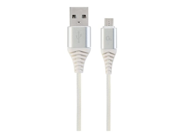 Cablexpert Premium - USB-kabel - Micro-USB Type B (hann) til USB (hann) - USB 2.0 - 2.1 A - 2 m - hvit, sølv