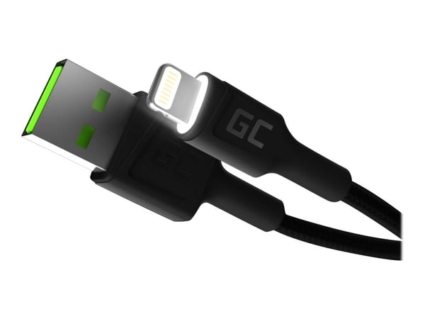 Green Cell KABGC05, 1,2 m, Lightning, USB A, Uros, Uros, Musta