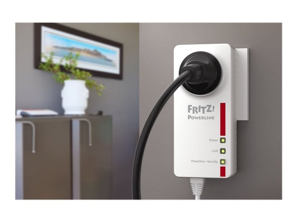 FRITZ!Powerline 1220 - Strømlinjeadapter 1GbE, HomePlug AV (HPAV) 2.0, IEEE 1901 - veggpluggbar
