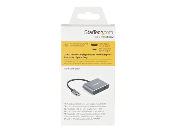 StarTech.com CDP2HDMDP, USB Type-C, HDMI-lähtö, 1, 3840 x 2160 pikseliä