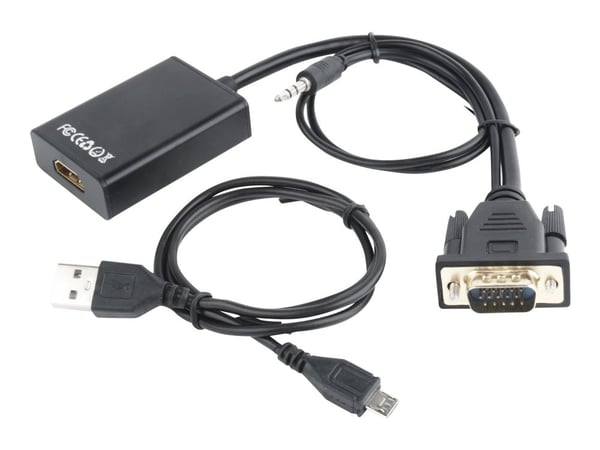 Cablexpert A-VGA-HDMI-01 - Video/lyd-adaptersett - svart - 1080p-støtte, aktivt brikkesett
