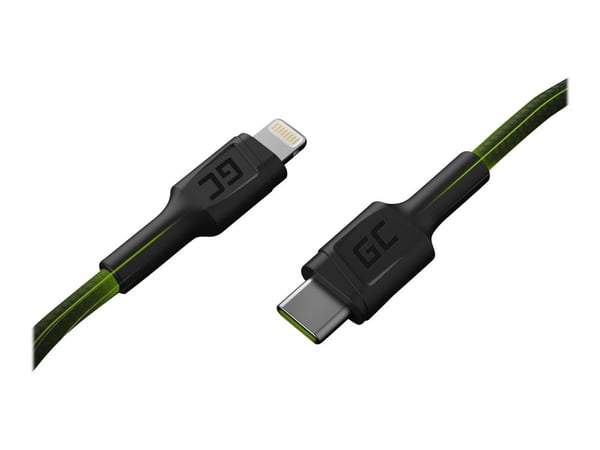 Green Cell KABGC07, 1 m, Lightning, USB C, Uros, Uros, Musta