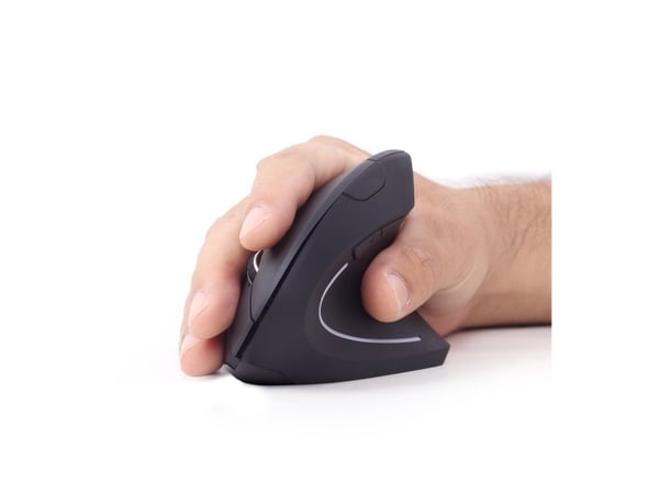 Gembird MUSW-ERGO-01 - Vertikal mus - ergonomisk - høyrehendt - 6 knapper - trådløs - 2.4 GHz - USB trådløs mottaker - svart