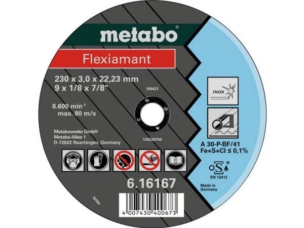 Metabo 616163000, Kutteskive, Rustfritt stål, 18 cm, Metabo, 2,22 cm, 3 mm