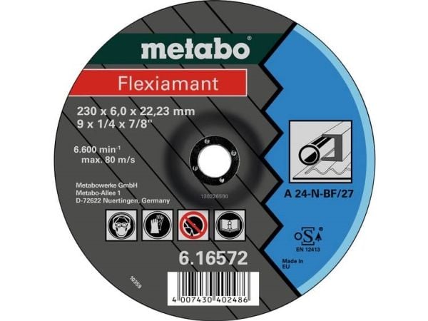 Metabo 616680000, Slipeskive, stål, 12200 o/min, blå, grå, rund, 2,22 cm