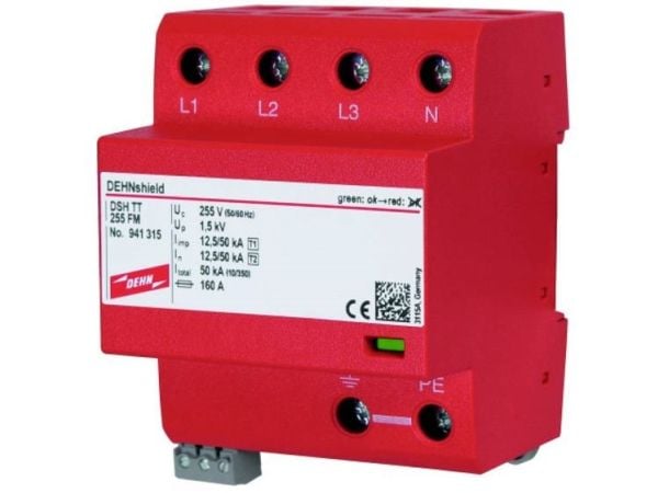 Dehn 941315 DSH TT 255 FM Yhdistelmäjohdin DEHNshield tyyppi 1+2 f.3ph TT, TN-S järjestelmä (941315)