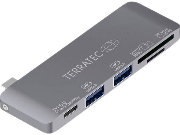 Terratec 283005, USB 3.2 Gen 1 (3.1 Gen 1) Type-C, Grå, MMC, MicroSDXC, SDXC, USB 3.2 Gen 1 (3.1 Gen 1) Type-A, USB 3.2 Gen 1 (3.1 Gen 1) Type-C, C...