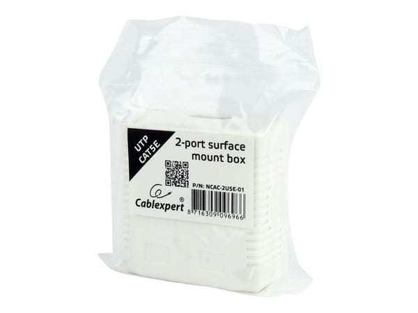 Cablexpert NCAC-2U5E-01 - Ytmonteringsbox för nätverk - CAT 5e - UTP - RJ-45 X 2 - vit