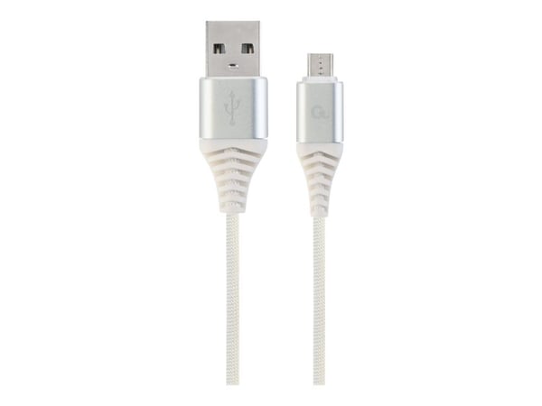 Gembird CC-USB2B-AMMBM-1M-BW2, 1 m, Micro-USB B, USB A, USB 2.0, 480 Mbit/s, Hopea, Valkoinen
