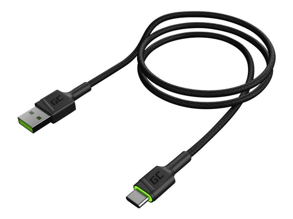 Green Cell GC Ray - USB-kabel - USB-C (hann) grønn LED-belysning til USB (hann) - 1.2 m - svart