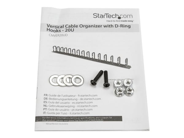 StarTech.com Vertical 0U Server Rack Cable Management m/ D-Ring kroker - 20U Network Rack Cord Manager Panel - 3 fot Wire Organizer (CMVER20UD) - D...