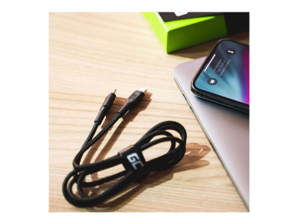Green Cell KABGC07, 1 m, Lightning, USB C, Uros, Uros, Musta