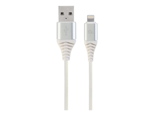Gembird CC-USB2B-AMLM-2M-BW2, 2 m, Lightning, USB A, Uros, Uros, Hopea, Valkoinen