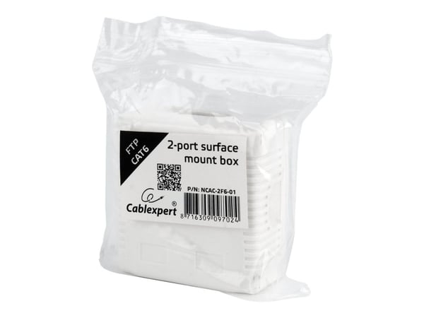 Cablexpert - Pinta-asennettava rasia verkoille - CAT 6 - FTP - RJ-45 X 2 - valkoinen