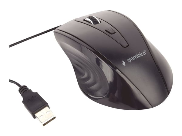 Gembird MUS-4B-02, Oikeakätinen, Optinen, USB, 1200 DPI, Musta