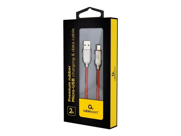 Cablexpert Premium - USB-kabel - Micro-USB type B (hann) til USB (hann) - USB 2.0 - 2.1 A - 2 m - rød