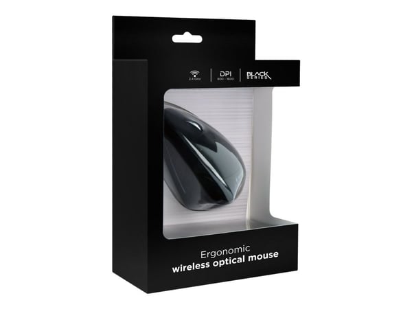 Gembird MUSW-ERGO-01 - Vertikal mus - ergonomisk - høyrehendt - 6 knapper - trådløs - 2.4 GHz - USB trådløs mottaker - svart