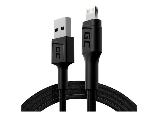 Green Cell KABGC05, 1,2 m, Lightning, USB A, Uros, Uros, Musta