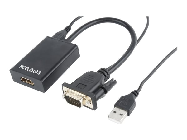 Cablexpert A-VGA-HDMI-01 - Video/ljudadaptersats - svart - stöd för 1080p, aktivt chip