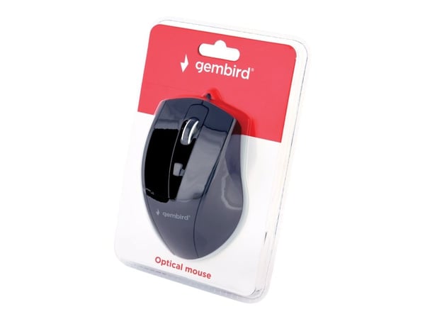 Gembird MUS-4B-02, Oikeakätinen, Optinen, USB, 1200 DPI, Musta