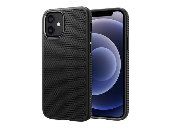 Spigen Liquid Air - Baksidesskydd för mobiltelefon - termoplastisk polyuretan (TPU) - mattsvart - 6.1" - för Apple iPhone 12, 12 Pro