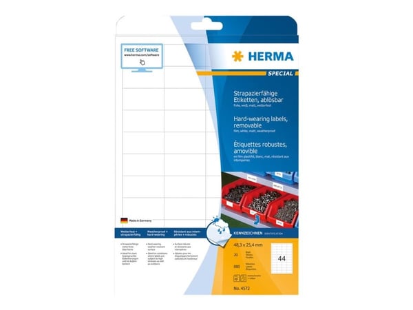 HERMA Special - Matt - fjernbart selv-adhesiv - hvit - 48.3 x 25.4 mm 880 etikett(er) (20 ark x 44) merkelapper