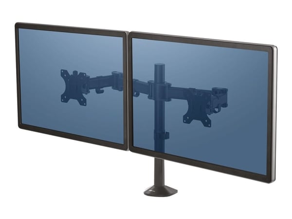 Fellowes Reflex Dual Monitor Arm - Monteringssett - justerbar arm - for 2 skjermer - metall - svart, RAL 9017 - skjermstørrelse: inntil 27" - skriv...