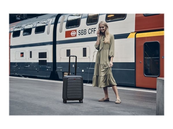 Wenger Syntry Carry-On - Spinner - hardside - polyester, polykarbonat, ABS-plast - svart, lynggrå - 14"