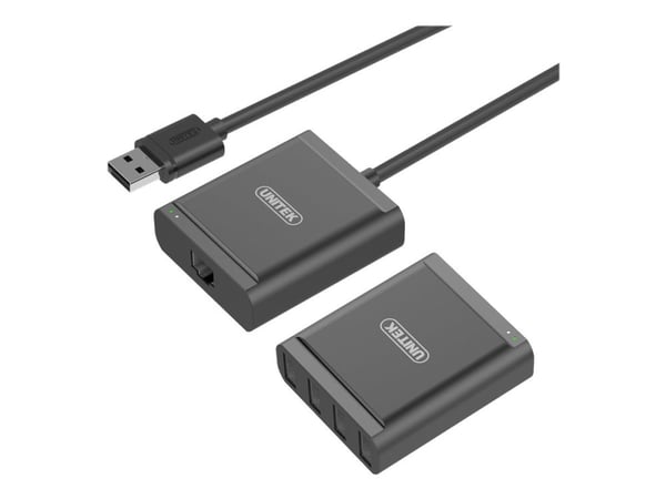 Unitek USB2.0 Extender Over RJ45 + 4-Port Hub - USB-förlängningskabel - USB 2.0 - upp till 60 m
