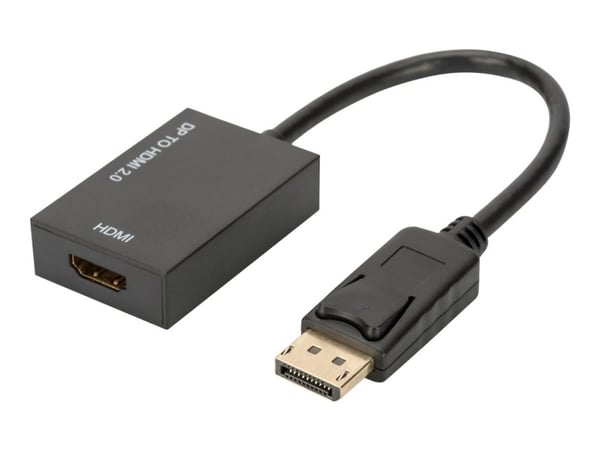 ASSMANN Electronic AK-340415-002-S, DP, HDMI, Male connector / Female connector, 0,2 m, Svart