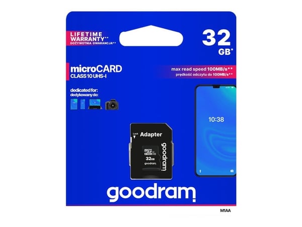 GOODRAM M1AA - Flashminnekort (SD-adapter inkludert) - 32 GB - UHS-I / Class10 - microSDHC UHS-I