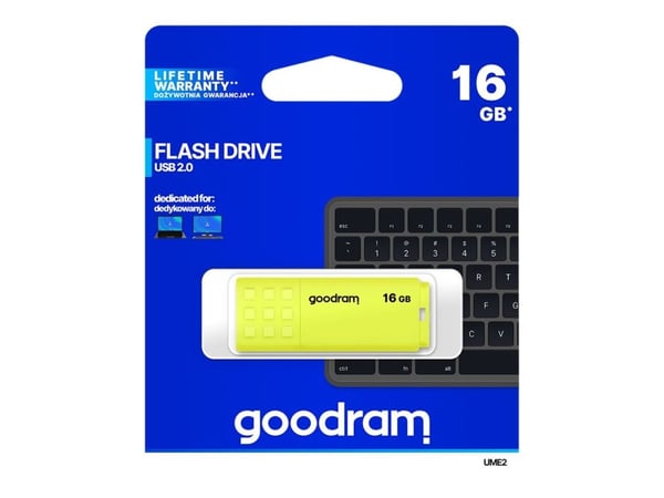 GOODRAM UME2 - USB flash-enhet - 16 GB - USB 2.0 - gul