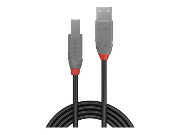 Lindy Anthra Line - USB-kabel - USB (hann) til USB-type B (hann) - USB 2.0 - 3 m - rund - svart