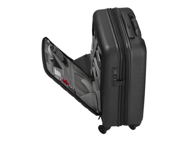 Wenger Syntry Carry-On - Spinner - hardside - polyester, polykarbonat, ABS-plast - svart, lynggrå - 14"