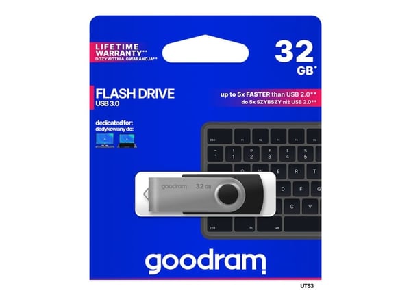 GOODRAM UTS3 - USB flash-enhet - 32 GB - USB 3.1 Gen 1 - svart