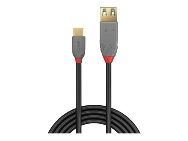 Lindy Black Line - USB-kabel - USB-C (hann) til USB-type A (hunn) - USB 3.1 Gen 2 - 15 cm